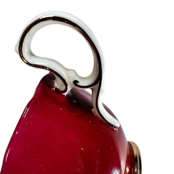 Vtg Aynsley Queens Garden Bone China Tea Cup Saucer Set Scenic Design Red Gold - Picture 2 of 13